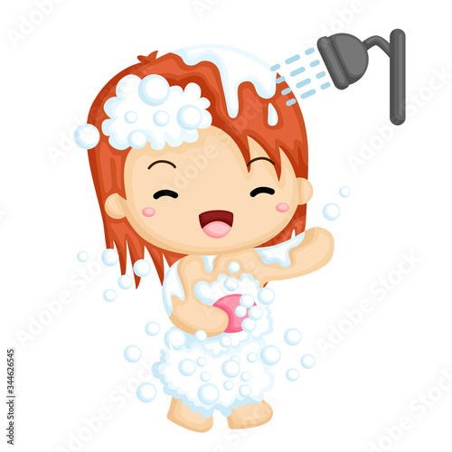 woman taking a bath happily