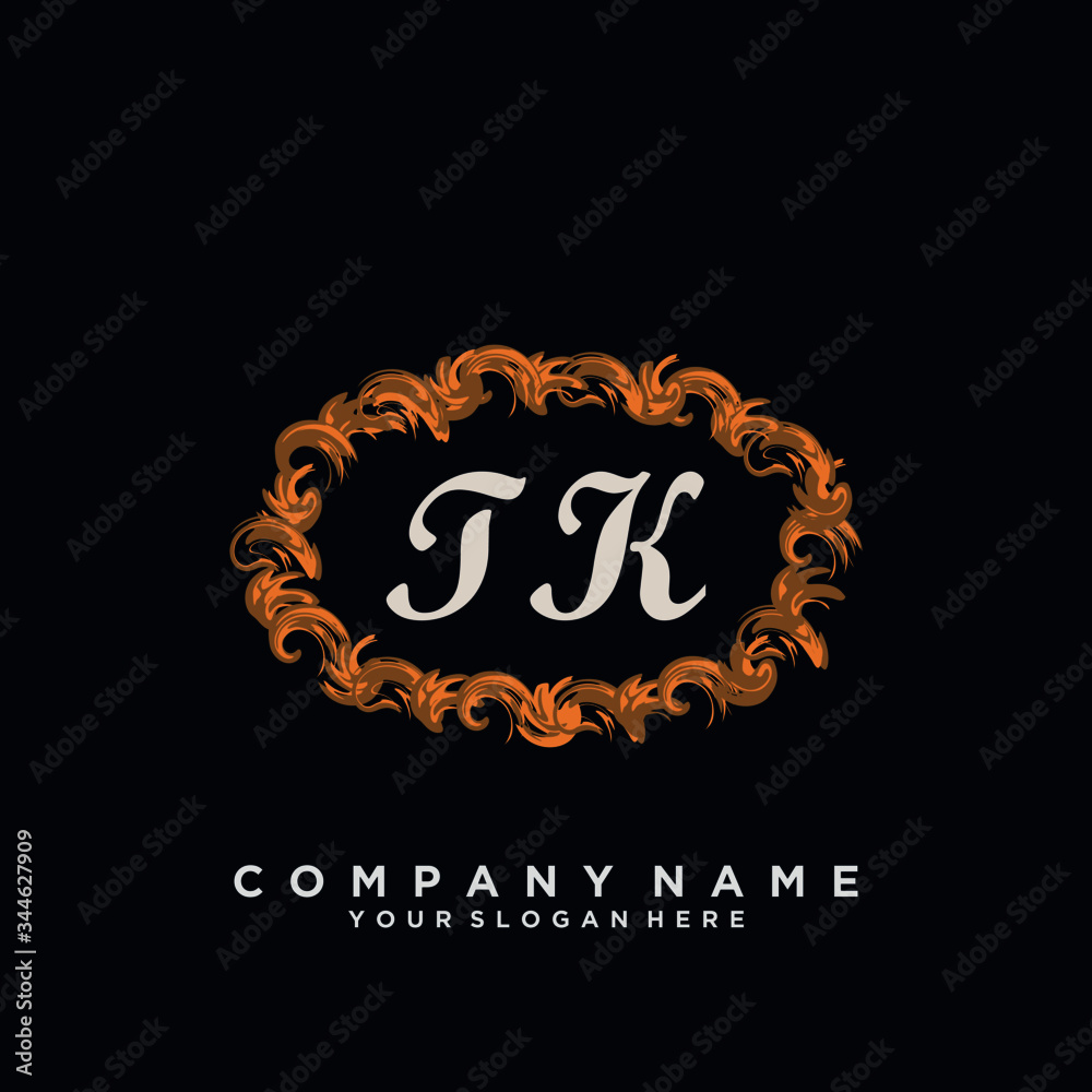 Initial Letter TK Logo With circle Template Vector