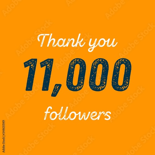 Thank you, 11000 followers, social media vector design 