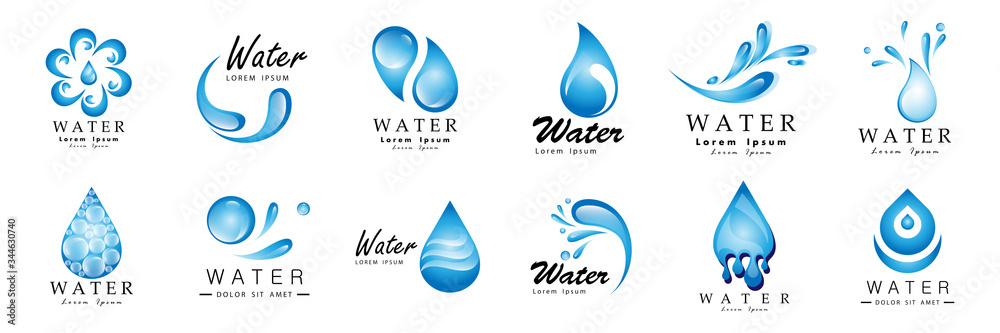 Water Splash Vector And Drop Set - Isolated On White. Abstract Vector Collection Of Flat Water Splash and Drop Logo. Icons For Droplet, Water Wave, Rain, Raindrop, Company Logo And Bubble Design Water Splash Vector And Drop Set - Isolated On White. Abstract Vector Collection Of Flat Water Splash and Drop Logo. Icons For Droplet, Water Wave, Rain, Raindrop, Company Logo And Bubble Design