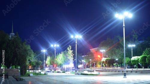 Almaty city night view of Tole Bi street © Colobus