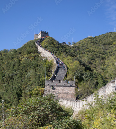 Great wall of China climbing over hillside. Juyongguan , Beijing, China photo