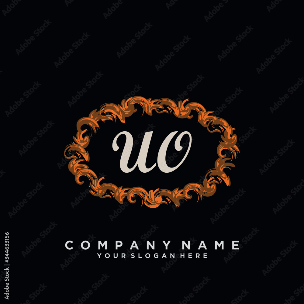 Initial Letter UO Logo With circle Template Vector