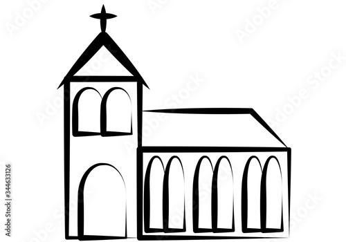 Icono de una iglesia católica sobre fondo blanco.