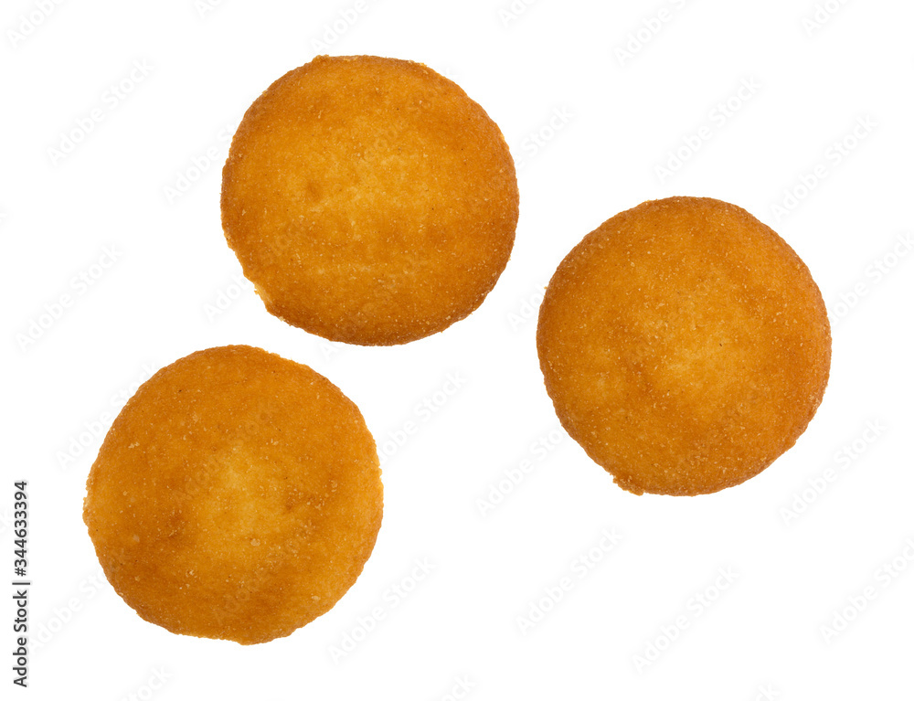 Three vanilla flavor wafers on a white background Three vanilla flavor wafers on a white background