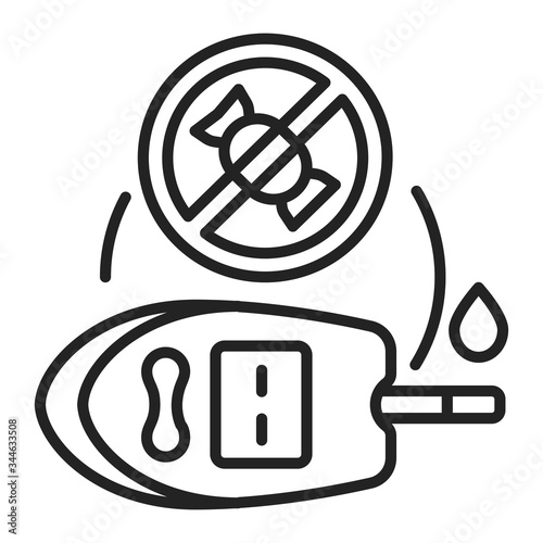 Ketogenic diets for diabetic black line icon. High-fat, moderate protein, very low-carbohydrate diet. Pictogram for web page, mobile app, promo. UI UX GUI design element. Editable stroke