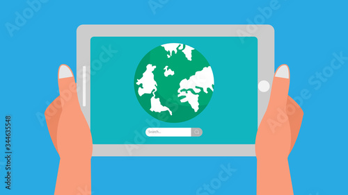 distance learning concept.Online education, learning at home, with the content of the epidemic situation of the virus.characters style, vector illustration.