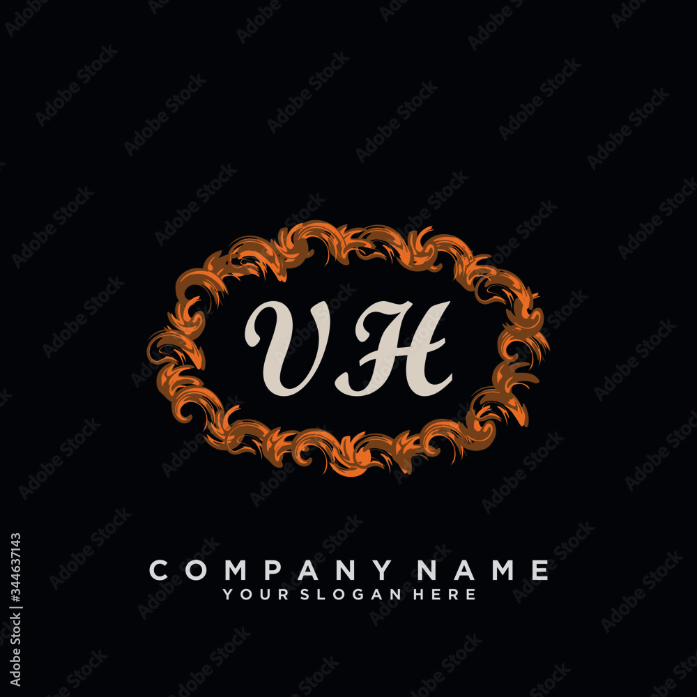 Initial Letter VH Logo With circle Template Vector