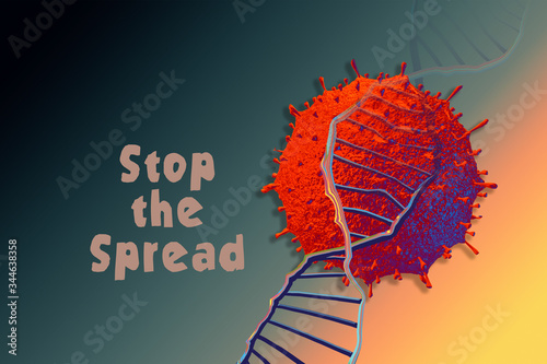 Sign with STOP CORONAVIRUS19   (2019-nCoV) pandemic outbreak poster, banner photo