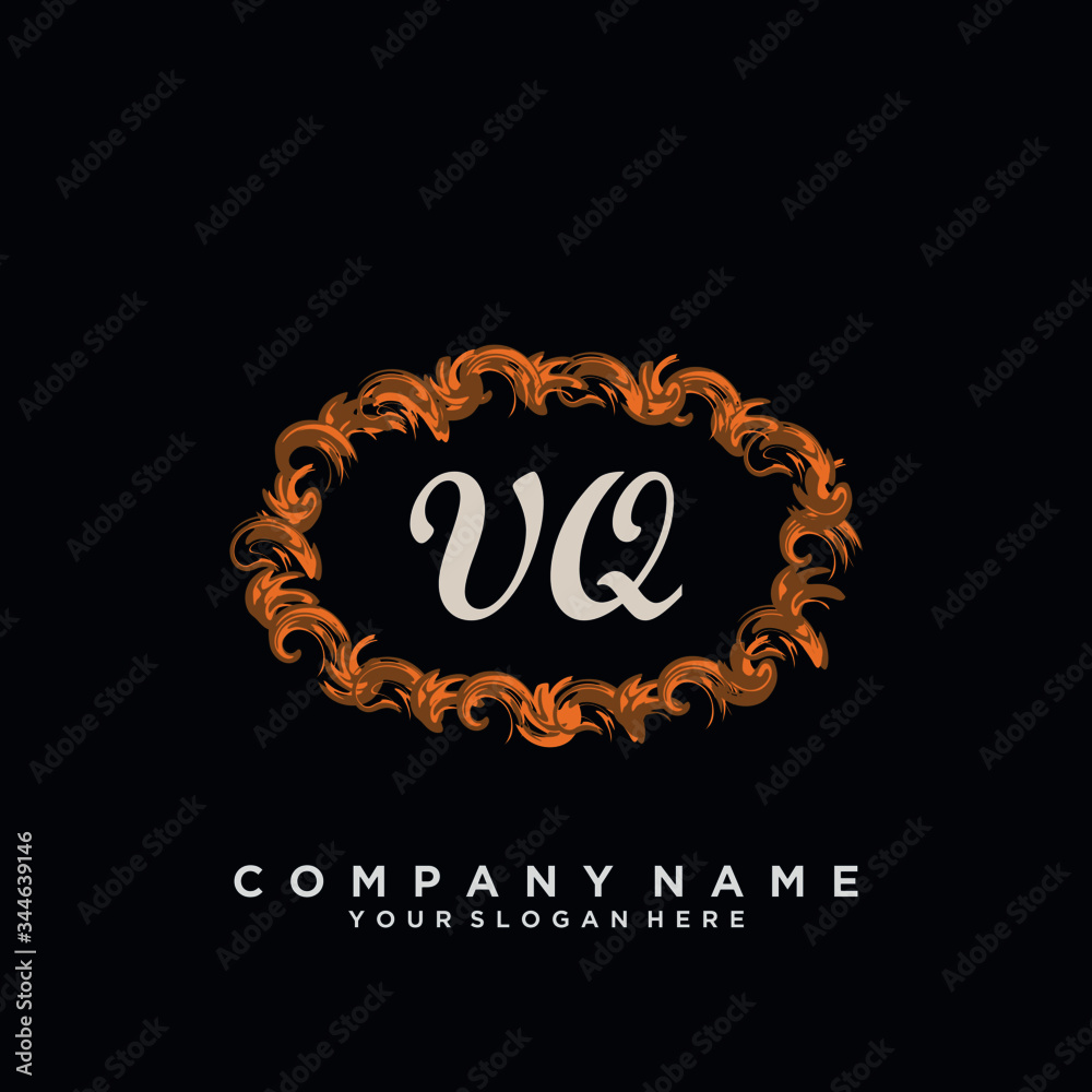 Initial Letter VQ Logo With circle Template Vector