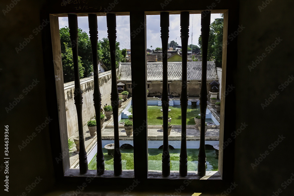 Tamansari Water Castle in the Palace of Yogyakarta (Kraton Palace) from window view, Yogyakarta city, Island of Java, Indonesia