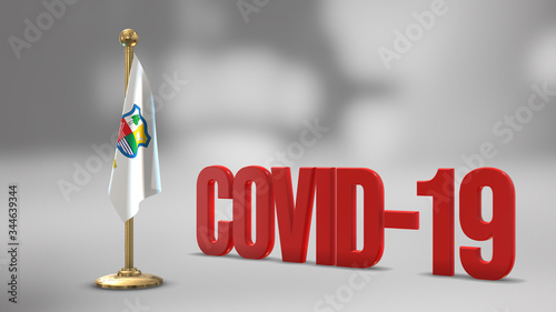 Maule Chile realistic 3D flag and Covid-19 illustration.