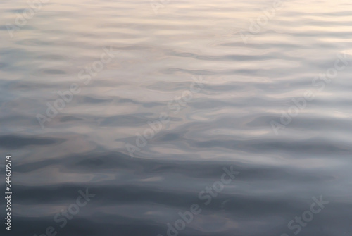 The surface of the lake at sunset.