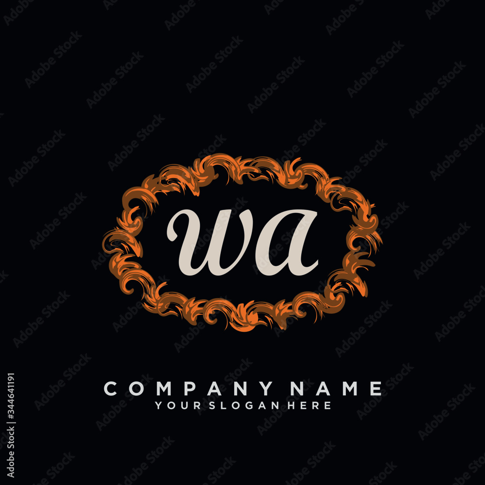 Initial Letter WA Logo With circle Template Vector