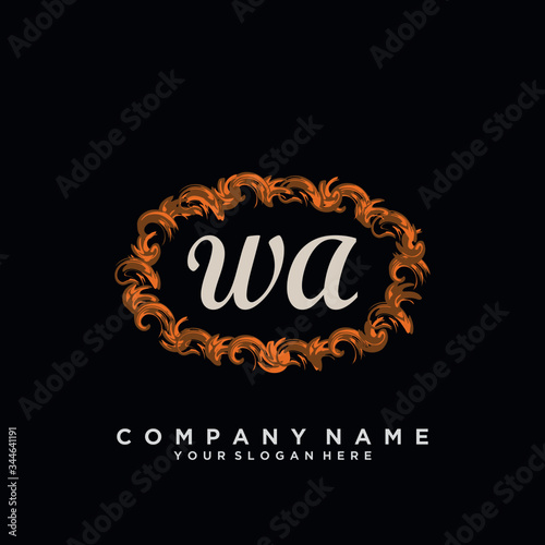 Initial Letter WA Logo With circle Template Vector