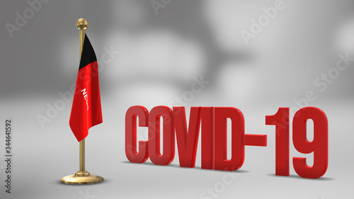 Paraiba realistic 3D flag and Covid-19 illustration.
