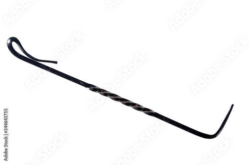 iron poker for a fireplace or barbecue on a white background