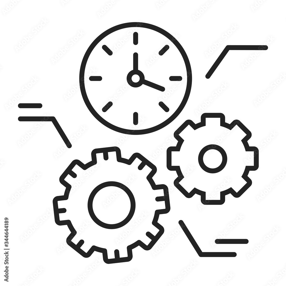Time management black line icon. Process of planning and exercising conscious control of time spent on specific activities. Pictogram for web page, mobile app, promo. Editable stroke. Time management black line icon. Process of planning and exercising conscious control of time spent on specific activities. Pictogram for web page, mobile app, promo. Editable stroke.