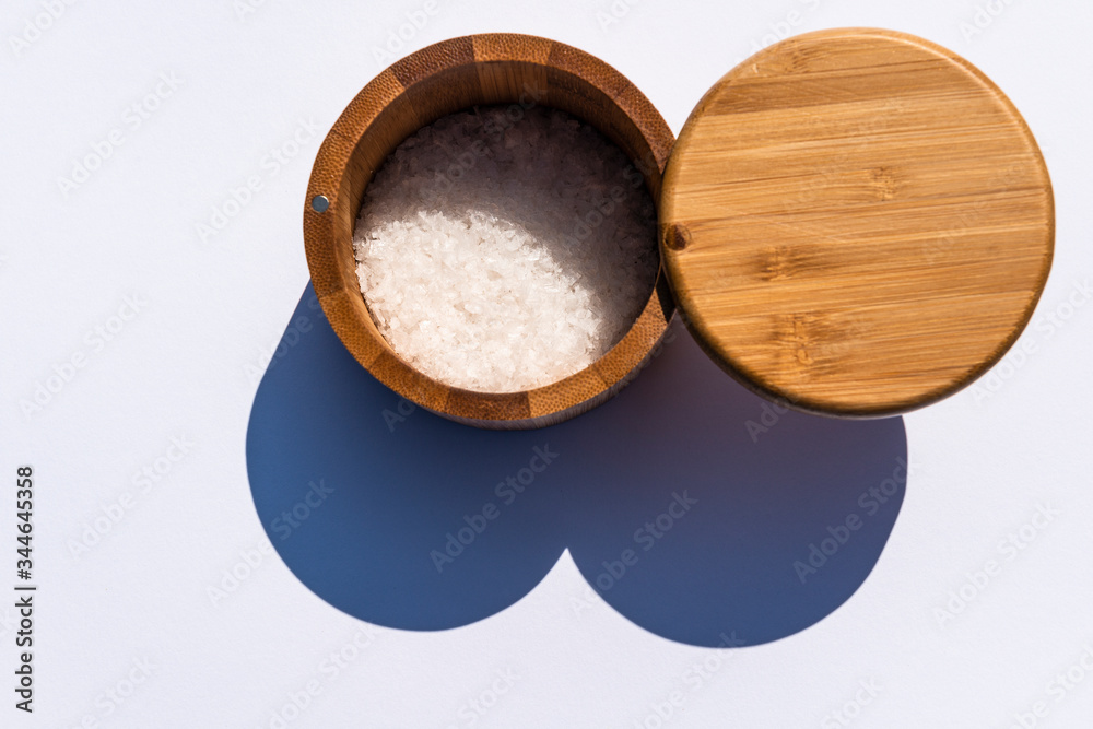 Sea Salt in a bamboo container Sea Salt in a bamboo container