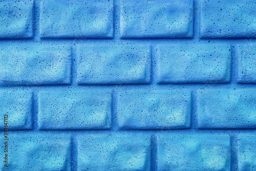 Modern blue brickwork, abstract decorative blocks wall texture background 