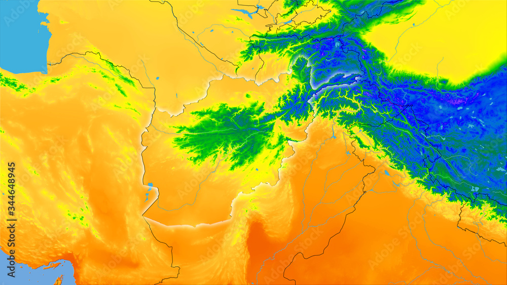 Afghanistan, annual temperature - light glow