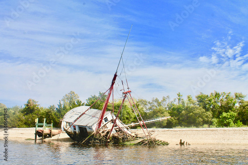 A shrimp boat and its pipe