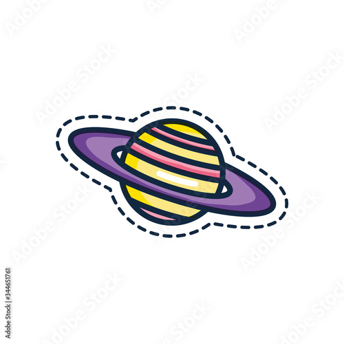 patches concept, saturn planet icon, line color style