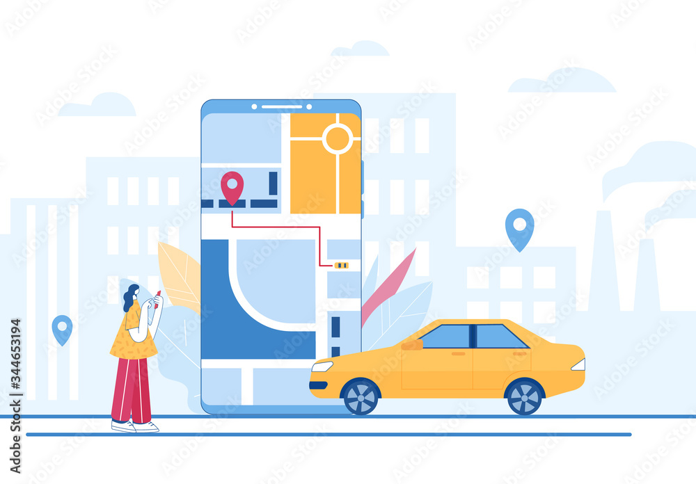 Fototapeta premium Car sharing concept. Mobile application. Vector illustration.