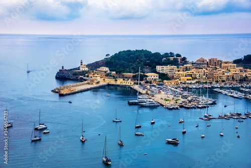 Aerial view of the famous Port de Soller on Majorca island in Spain photo