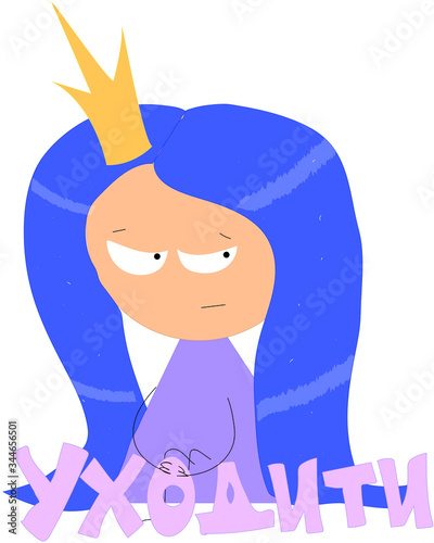 girl sticker princess emotions upset doesn't want to see anyone