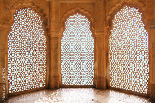 Old carved stone windiws in India