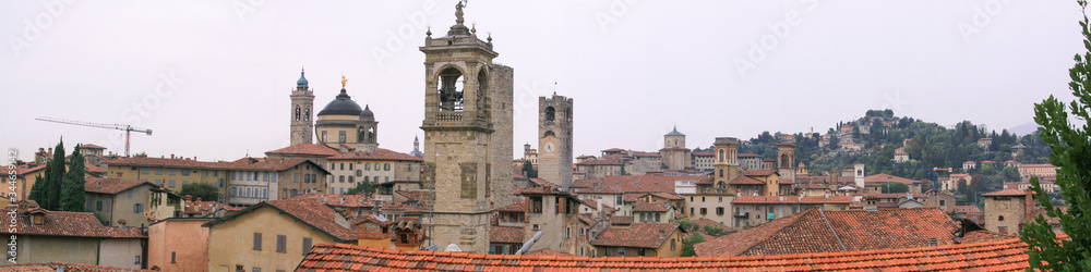 Buildings in the medieval town of Bergamo, Italy