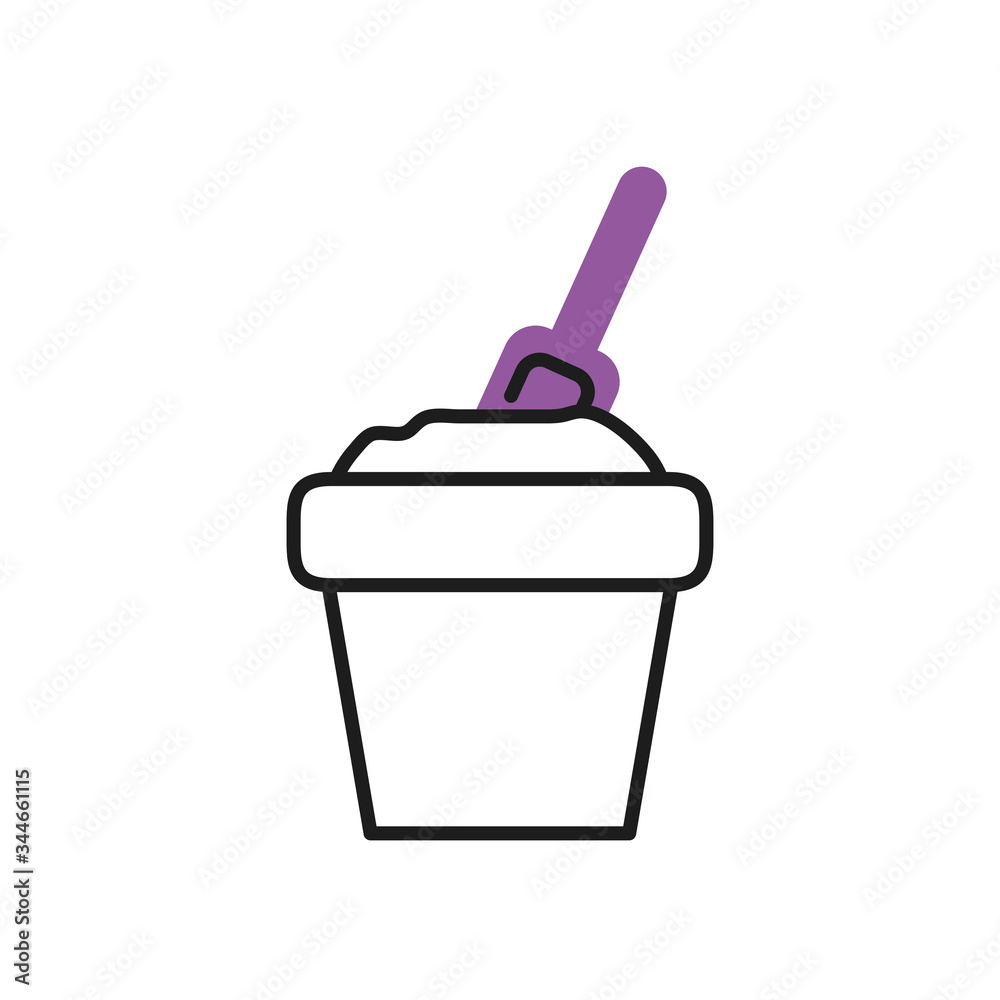 sand bucket and shovel, half line half color style sand bucket and shovel, half line half color style