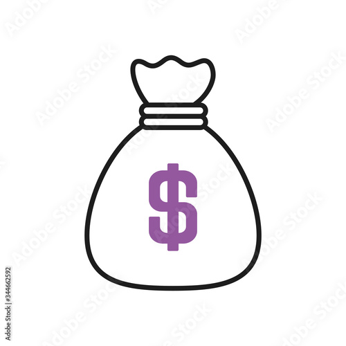 money bag icon, half line half color style