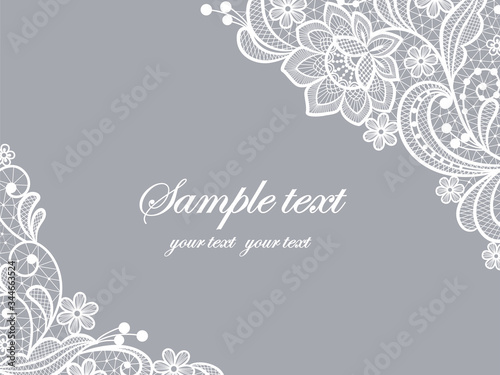 Template frame  design for card. Vintage Lace Doily