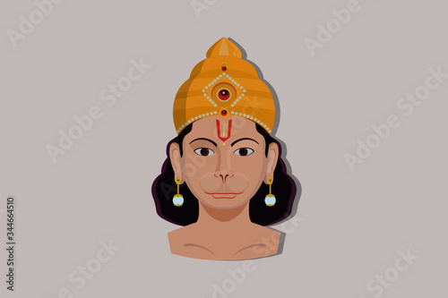 Foto Lord hanuman face vector illustration art