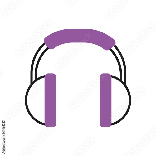 headphones icon, half line half color style