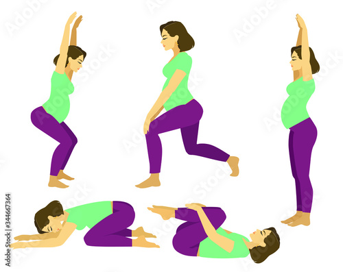 pretty pregnant woman practice yoga 