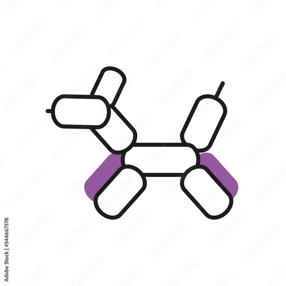 dog balloon icon, half line half color style dog balloon icon, half line half color style