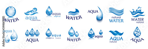 Water Splash Vector And Drop Set - Isolated On White. Abstract Vector Collection Of Flat Water Splash and Drop Logo. Icons For Droplet, Water Wave, Rain, Raindrop, Company Logo And Bubble Design