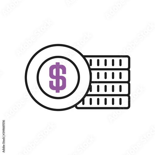 money coins icon, half line half color style
