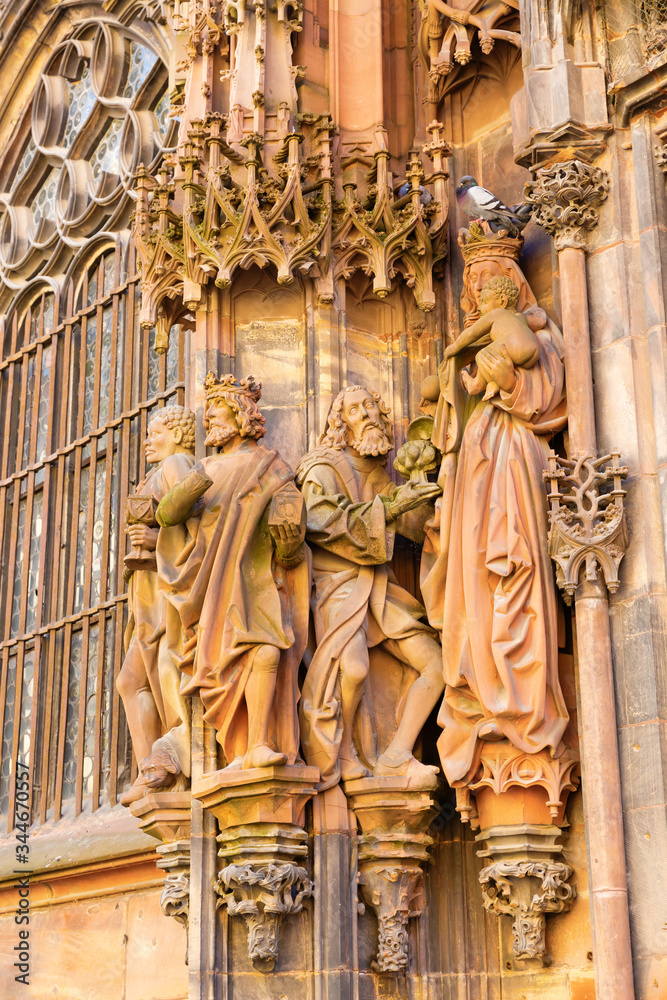 facade detail of the Strasbourg Cathedral, Strasbourg, France