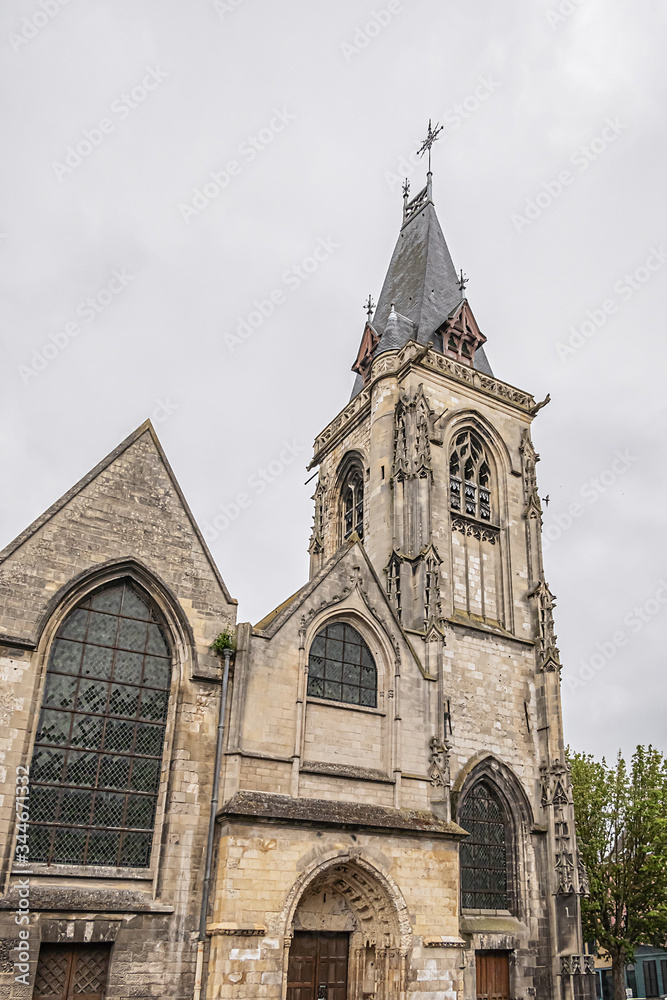 Fragment of Amiens Church of Saint-Leu. Built in 1481, church of Saint Leu is one of the twelve ancient parishes of Amiens. Dedicated to Saint Leu, Bishop of Sens. Amiens, Somme, Picardie, France.