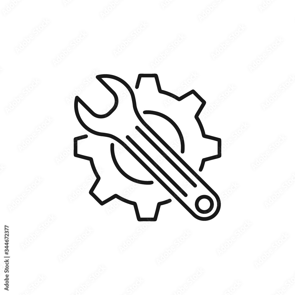 Gear and wrench icon logo vector Gear and wrench icon logo vector