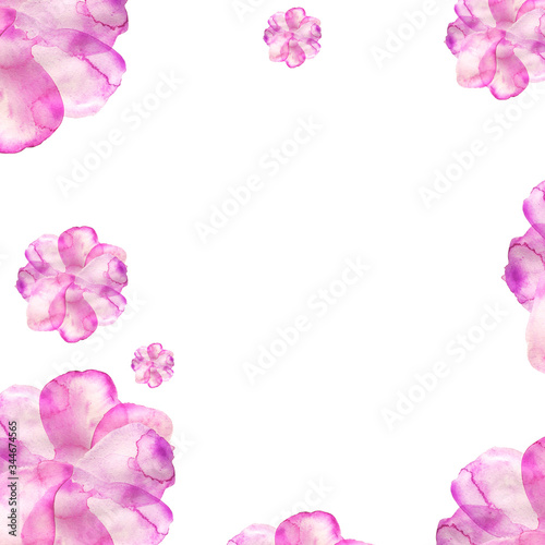 Purple watercolor petals  pattern background