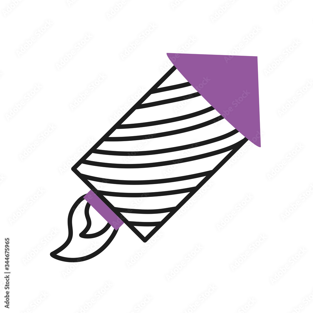 Fototapeta premium rocket firework icon, half line half color style