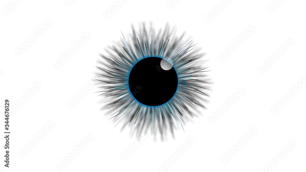 Abstract eye on a white background. A deep insight into the true nature of reality. 