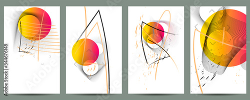 Modern geometric trend abstract set. Gradient shapes composition, vector covers new design
