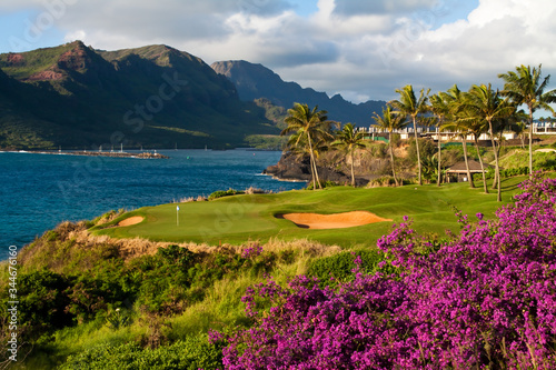 Golf Course Overlooking Nawillwili Bay, Lihue, Kauai, USA