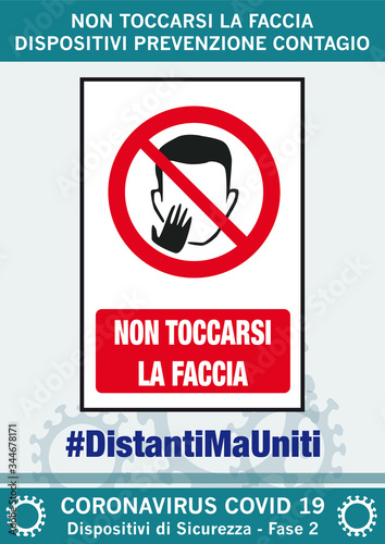 distanti ma uniti, non toccarsi la faccia, dispositivi prevenzione contagio